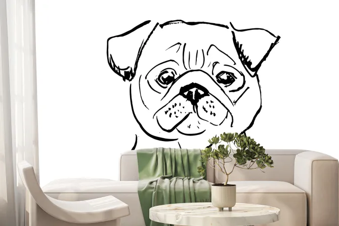 Fototapeta: Rysowany portret psa mopsa