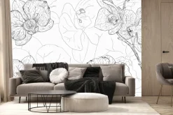 Fototapeta: Rysowany szkic kwiatów orchidei