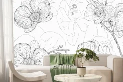 Fototapeta: Rysowany szkic kwiatów orchidei