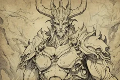 Fototapeta: Rysunek demona z czaszką i skrzydłami