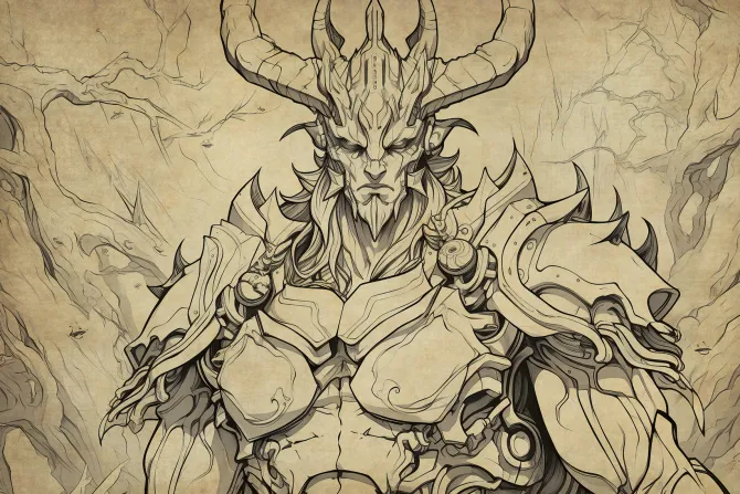 Fototapeta: Rysunek demona z czaszką i skrzydłami