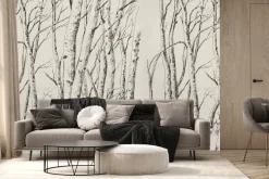 Fototapeta: Rysunek drzew lasu brzozowego