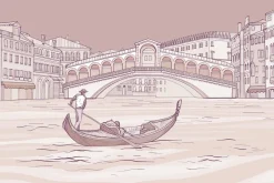 Fototapeta: Rysunek gondoliera na tle mostu