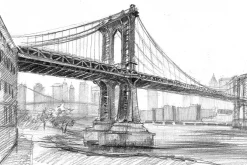 Fototapeta: Rysunek mostu manhattan bridge w nowym jorku