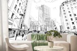 Fototapeta: Rysunek nowoczesnego miasta w stylu minimalistycznym