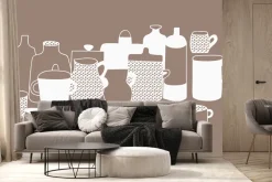 Fototapeta: Rysunek porcelanowych garnków i dzbanków