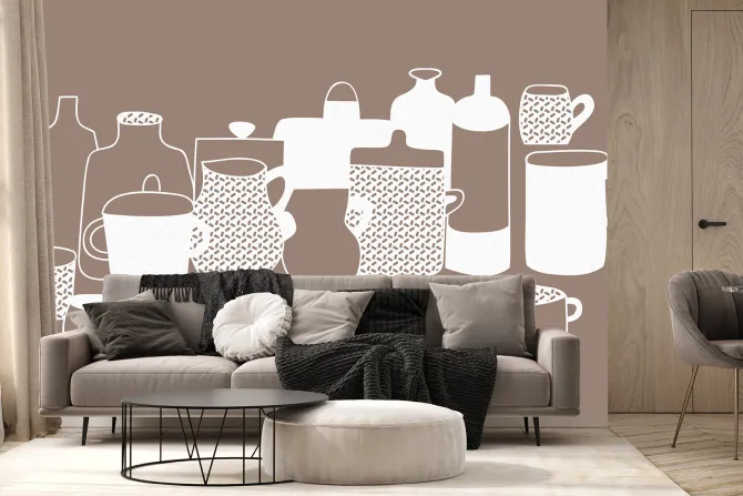 Fototapeta: Rysunek porcelanowych garnków i dzbanków