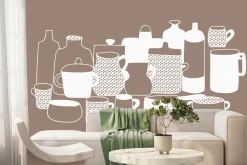 Fototapeta: Rysunek porcelanowych garnków i dzbanków