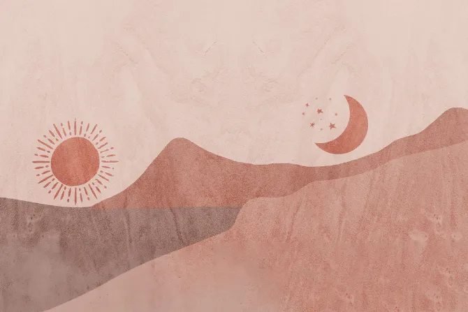 Fototapeta: Rysunek pustyni ze słońcem i księżycem