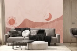 Fototapeta: Rysunek pustyni ze słońcem i księżycem