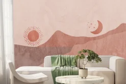 Fototapeta: Rysunek pustyni ze słońcem i księżycem