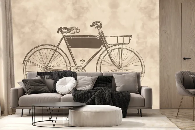 Fototapeta: Rysunek roweru w stylu vintage