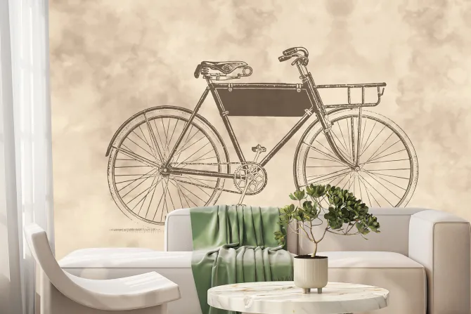 Fototapeta: Rysunek roweru w stylu vintage