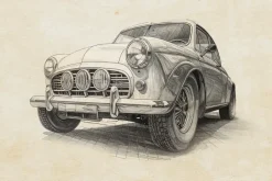 Fototapeta: Rysunek samochodu w stylu retro