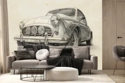 Fototapeta: Rysunek samochodu w stylu retro