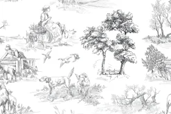 Fototapeta: Rysunek wioski z drzewami i psami