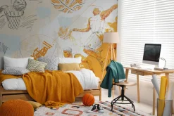 Fototapeta: Rysunek z koszykarzami i piłkami