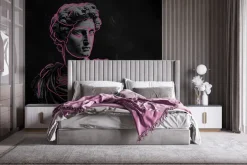 Fototapeta: Rzeźba greckiego boga z neonowymi liniami