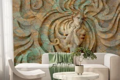 Fototapeta: Rzeźba kobiety w stylu 3d na tle o betonowej fakturze