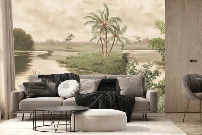 Fototapeta: Rzeka w tropikach egzotyczne rośliny natura