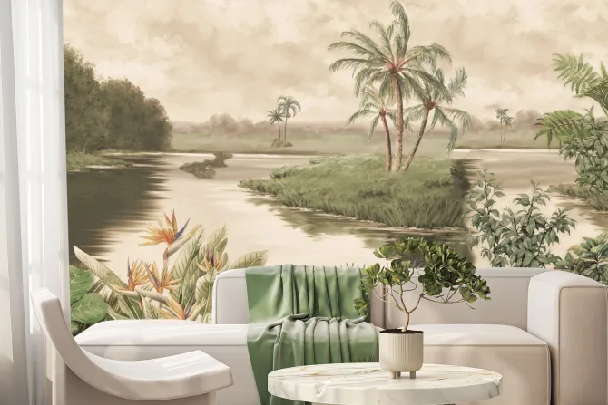 Fototapeta: Rzeka w tropikach egzotyczne rośliny natura