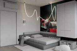 Fototapeta: Samochód wyścigowy z czerwonymi płomieniami