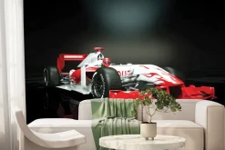 Fototapeta: Samochód wyścigowy z czerwonymi płomieniami