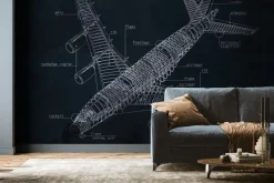 Fototapeta: Samolot techniczny szkic i rysunek konstrukcyjny