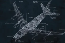 Fototapeta: Samolot techniczny szkic i rysunek konstrukcyjny