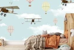 Fototapeta: Samoloty i balony na tle nieba z chmurami