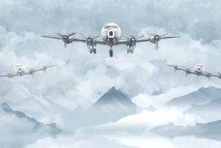 Fototapeta: Samoloty i górski pejzaż w odcieniach niebieskiego