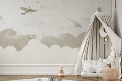 Fototapeta: Samoloty na niebie wśród chmur i gwiazd