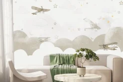 Fototapeta: Samoloty na niebie wśród chmur i gwiazd