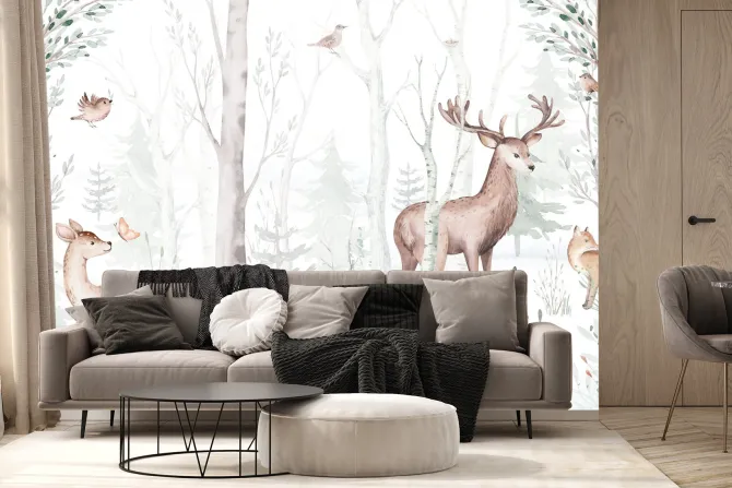 Fototapeta: Sarna i jeleń w malowniczym lesie