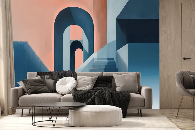 Fototapeta: Schody w geometrycznej kompozycji architektonicznej