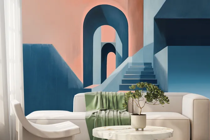 Fototapeta: Schody w geometrycznej kompozycji architektonicznej