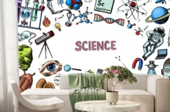 Fototapeta: Science banner. engraved hand drawn in old sketch and vintage