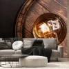 Fototapeta: Scotch whiskey glass and old barrel