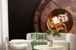 Fototapeta: Scotch whiskey glass and old barrel