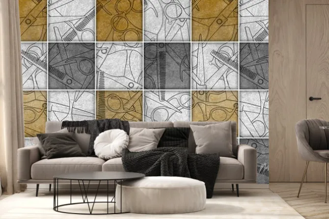 Fototapeta: Seamless barber tools shop pattern illustration