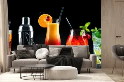 Fototapeta: Set of various cocktails with on black background