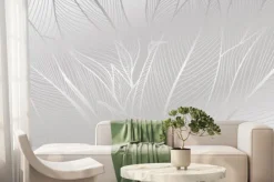 Fototapeta: Silver leaf botanical modern art deco wallpaper background vector.