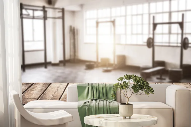 Fototapeta: Siłownia z ciężarami w stylu vintage