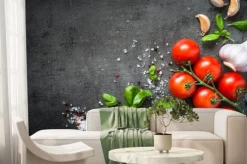 Fototapeta: Składniki do gotowania. tło żywności. widok z góry na czarnym