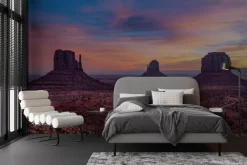 Fototapeta: Skalista pustynia z zachodem słońca