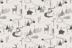 Fototapeta: Skandynawski las z uroczymi zwierzątkami w naturalnych kolorach