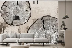 Fototapeta: Słoje pnia drzewa na beżowej teksturze