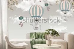 Fototapeta: Słoniki w balonach na niebie