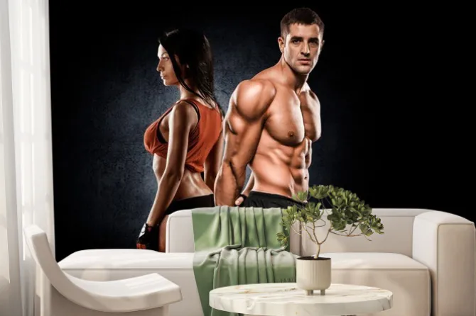 Fototapeta: Sportowiec para pozuje do kamery