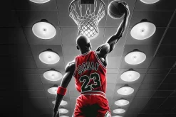 Fototapeta: Sportowiec rzucający piłką do kosza